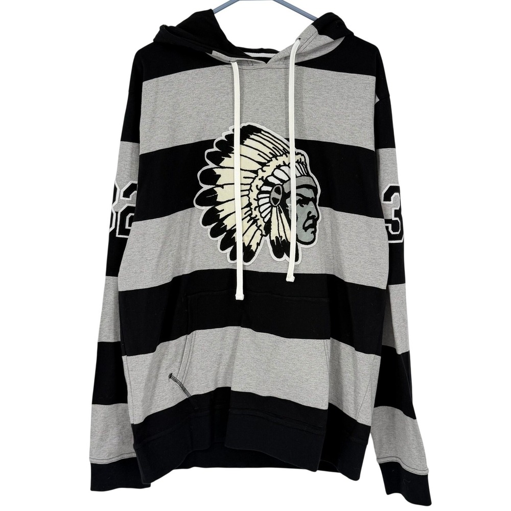 NWT Hustle Gang Black Bear Chief‎ Striped Hoodie Mens XL Black Grey 281-8319